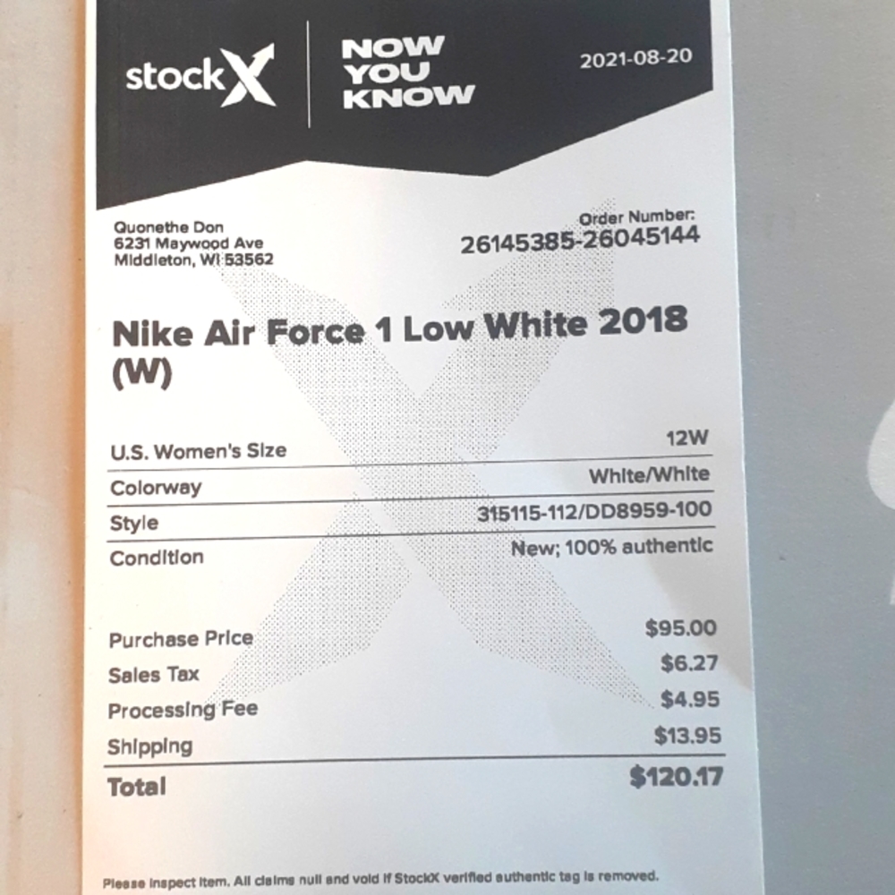 Women's NIKE AIR FORCE 1 '07 WHITE SIZE 12